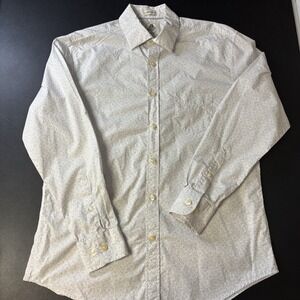 Kennington Floral Pattern White And Light Grey Long‎ Sleeve Button Down Size L